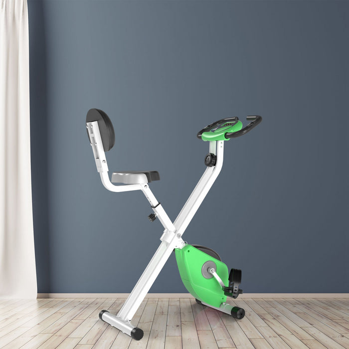 Soozier Velo d’appartement pliable, 8 niveaux de resistance magnetique, vert