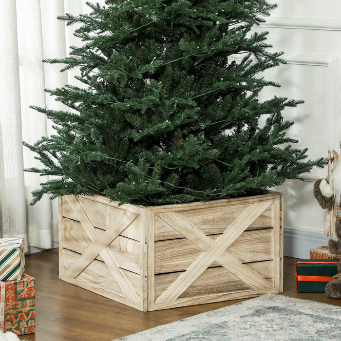 Homcom Boite A Collier D'arbre De Noel En Bois 24\" Finition En Bois Vieilli
