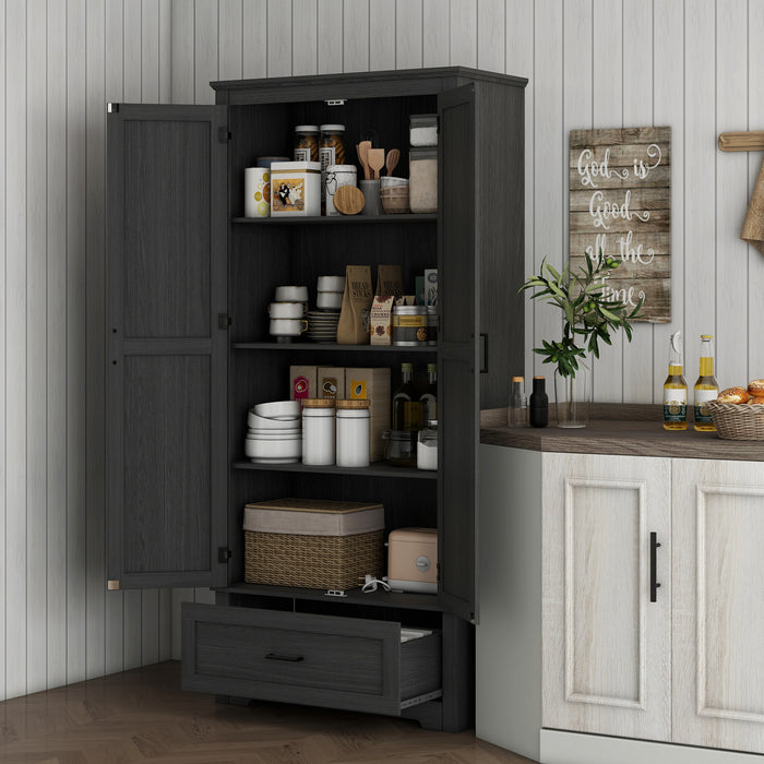 HOMCOM Armoire de rangement de cuisine avec etageres reglables, noir