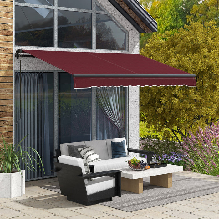 Outsunny 10' X 8' Auvent Retractable, Abri Pare-soleil, Rouge Vin