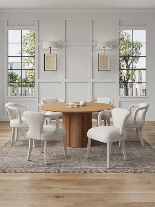 Ensemble de salle a manger moderne industriel chic Hathaway et Palmer 7 pieces, finition Silver Lining et Naturel