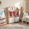 Qaba Kids Bookshelf with Toy Storage, Children's Bookcase with Book Display, Shelves and Fabric Drawers, Toy Organizer for Playroom and Nursery, Pink