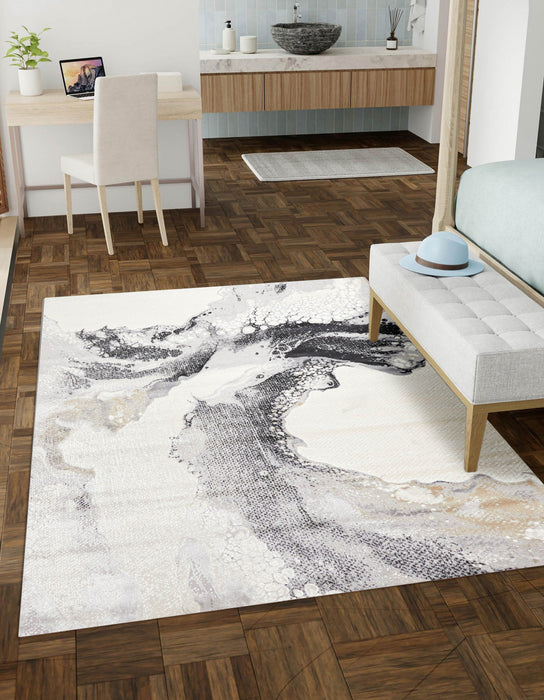 Tapis Contemporain/Moderne Bloom 8'0\" x 10'0\" en Ivoire