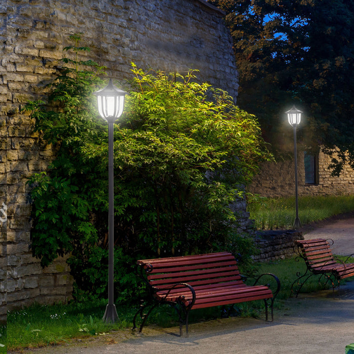 Luminaire Exterieur Solaire Lampadaire Lanterne Classique Led 60 Lm Max. Dim. 26l X 26l X 177h Cm Noir