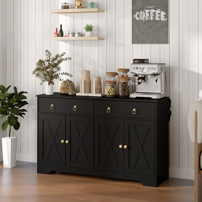 HOMCOM Buffet, armoire bar a cafe, etagere reglable, noir