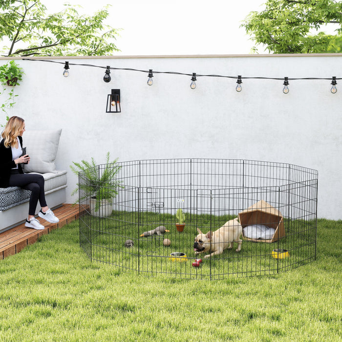 PawHut Parc pour Chiens, Parc a Chiots, 12 Panneaux, Enclos d'Exercice en Metal Pliable pour Interieur et Exterieur, 61 cm de Hauteur