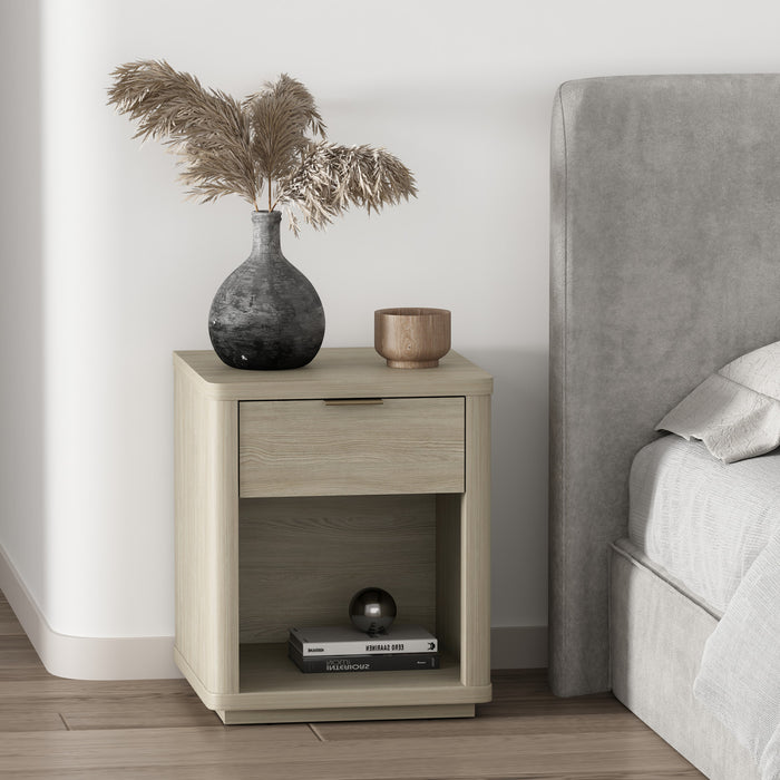 Table de nuit moderne Evelyn 20\" en bois naturel (1 tiroir)