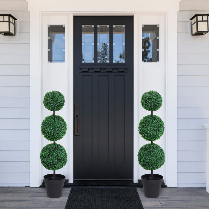Outsunny Lot de 2 Arbres de Buis Artificiels, Faux Plantes Decoratives