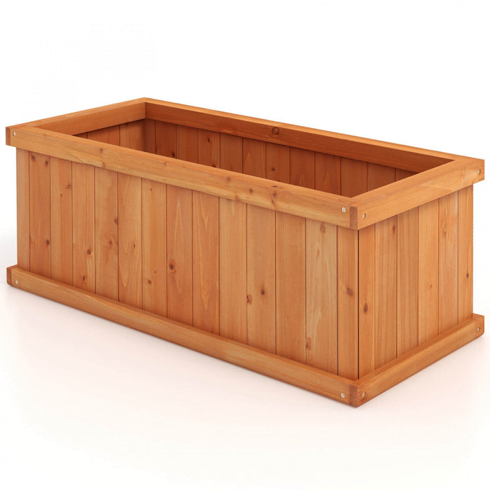 Costway Souleve Jardin Lit Sapin Bois Rectangle Planter Boite Avec Trous De Drainage Orange