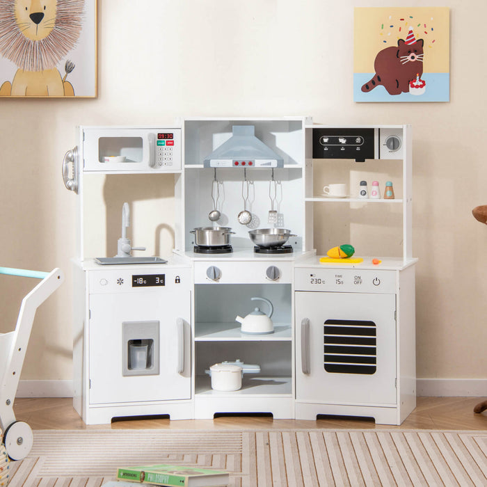 Costway Pretendre Jouer Cuisine Pour Enfants Tout Petit Enfant Age De 3 + Jeu De Jouet En Bois Avec Capuchon De Gamme Blanc