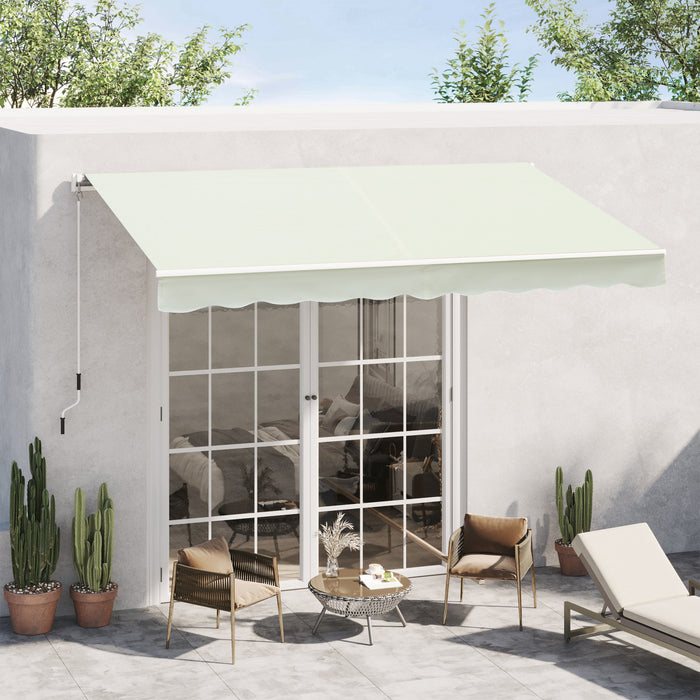 Outsunny Store De Terrasse 10' X 8' Retractable Manuellement Blanc Creme