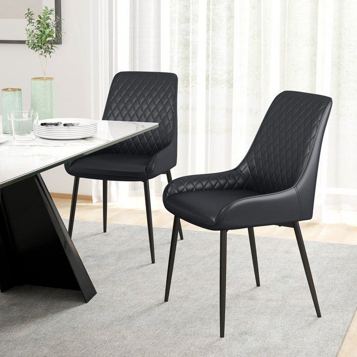 HOMCOM Chaises Salle a Manger 2p Cuir PU Pieds Acier
