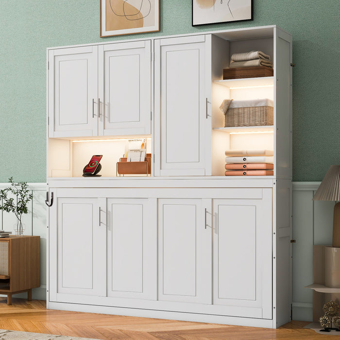 Ethan Lit escamotable gain de place avec rangement et design pliable, Taille simple, Blanc