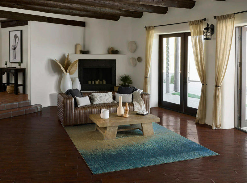 Tapis Contemporain Sable 7'9\" x 9'10\" en Bleu