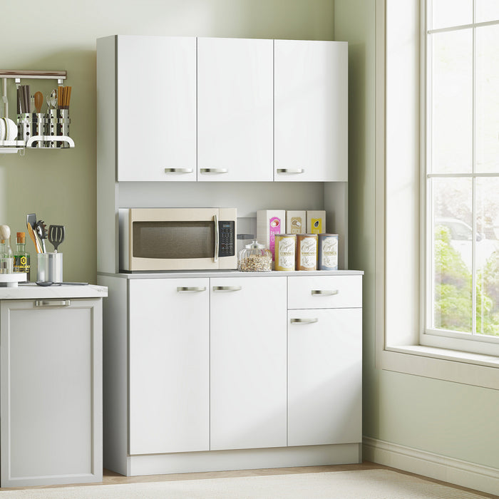 HOMCOM Buffet moderne avec huche armoire de cuisine placard de rangement