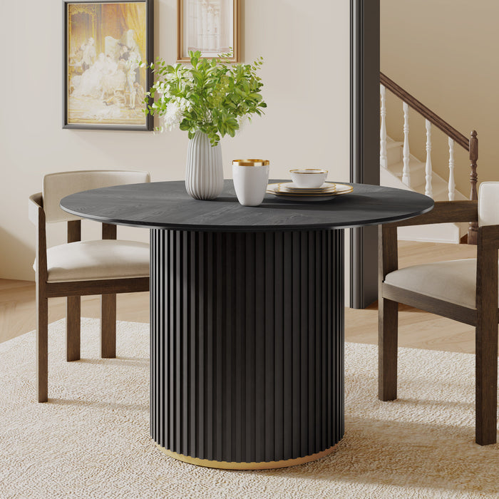 Table a manger ronde a piedestal Cove 47,25 pouces pour 4 a 5 personnes, noir