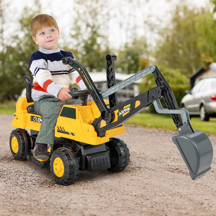 Costway Kids Ride On Excavator Digger Electric Construction Vehicles Avec Lumieres Et Musique