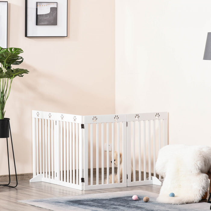 Pawhut Barriere De Securite Pliable Extra Large Pour Animal Domestique Avec 4 Pieds De Support Pour Escalier De Porte Blanc