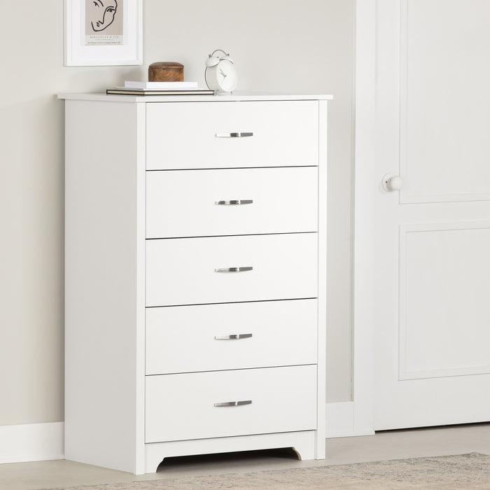 Fusion Commode 5 Tiroirs - Blanc Solide