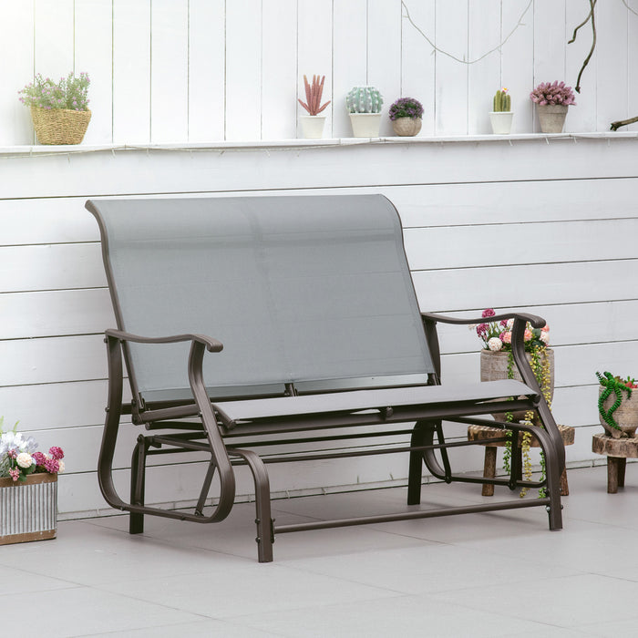 Chaise Bercante Exterieure Outsunny Pour 2 Personnes, Pour L'exterieur, Le Jardin, Gris Clair