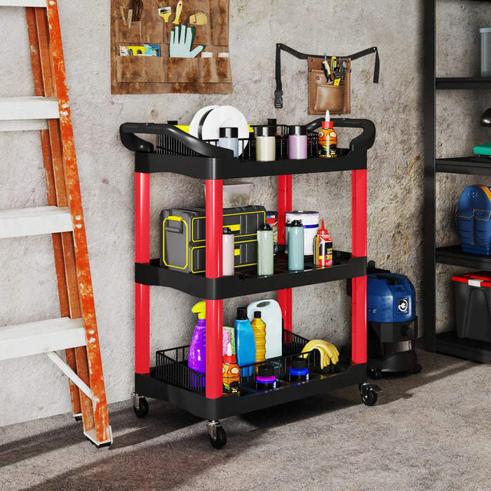 Homcom Chariot A Outils Roulant A 3 Niveaux, Chariot Utilitaire, Noir