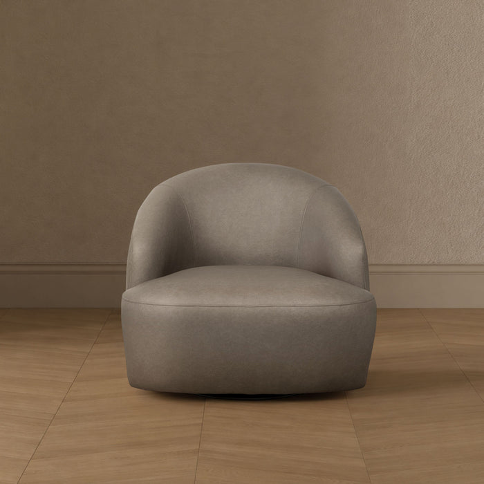 Fauteuil d’appoint pivotant moderne contemporain Lukas en tissu taupe
