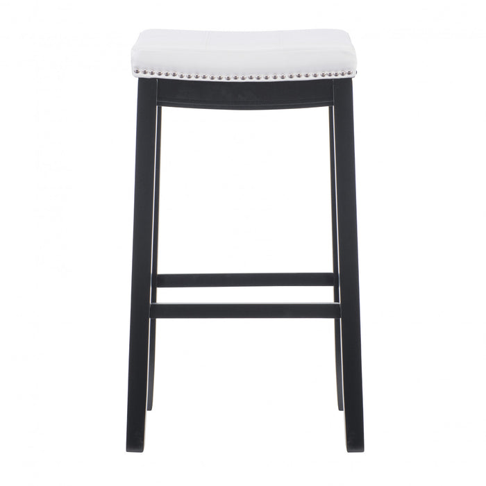 Tabouret bar Claridge en similicuir et sans dossier - noir et blanc