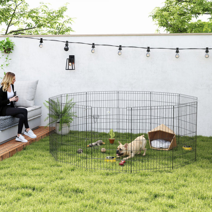 PawHut Parc pour Chiens, Parc a Chiots en Metal Pliable 12 Panneaux, 91 cm de Haut