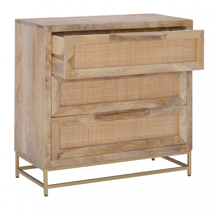 Armoire décorative Janie en rotin à 3 tiroirs - naturelle