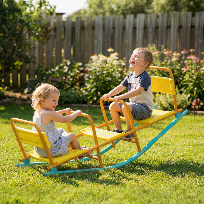 Qaba Balancoire Bascule 2 en 1 pour Enfants de 3 a 8 Ans pour Interieur et Exterieur