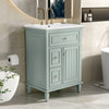 Vivo 24 Inch Single Sink Bathroom Vanity with Flip Drawer and Solid Wood Legs, Green | Vivo Meuble-Lavabo Simple 24 po avec Tiroir Bascule et Pieds en Bois Massif, Vert