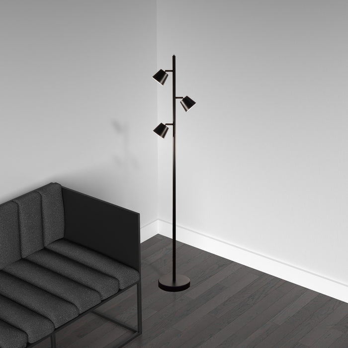Lampe à pied Modern de Dainolite avec fini noir mat et 3 ampoules à DEL