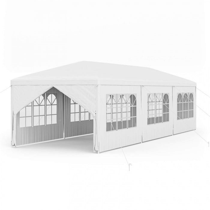Tonnelle Exterieur 3 M X 9 M, Belvedere Impermeable A L’eau, Pavillon Robuste Grande Tente Avec Forte Connexion, Piquets Cordes, Pour Fetes, Evenements, Mariage, Plage Bbq , Facile A Assembler, Blanc