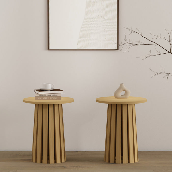Table d’appoint Layla style scandinave moderne en chene clair – Lot de 2