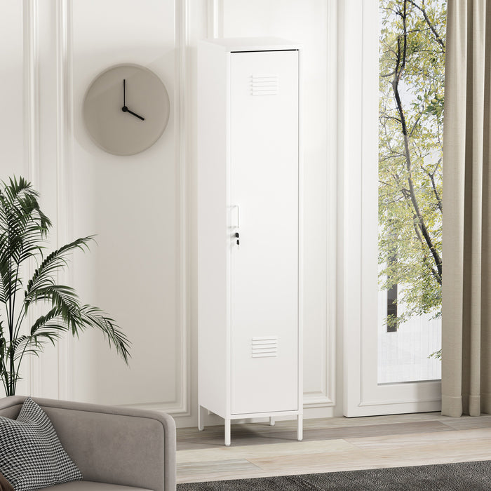 Armoire de rangement moderne Naomi 15\" en metal, blanc