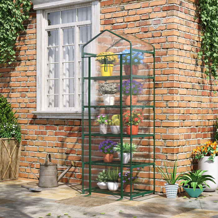 Outsunny Serre De Jardin Exterieure Avec Etagere A 5 Niveaux 5 Tablettes Bache Pvc Transparent Cadre En Acier