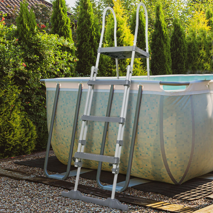 Outsunny Echelle De Piscine Hors Sol De 70 Po, Escaliers De Piscine, Gris