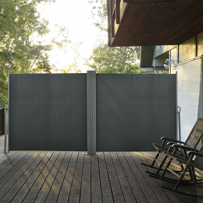 Outsunny Auvent Lateral Retractable Double 236\" X 63\" Ecran De Patio, Gris