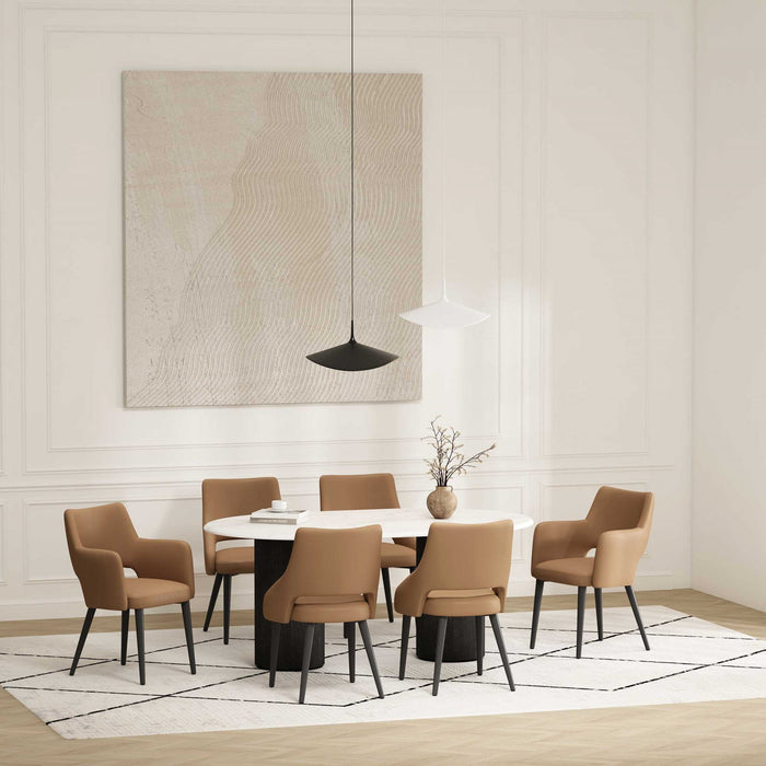 Ensemble de 6 chaises de salle a manger Tremont Modern en cuir couleur selle