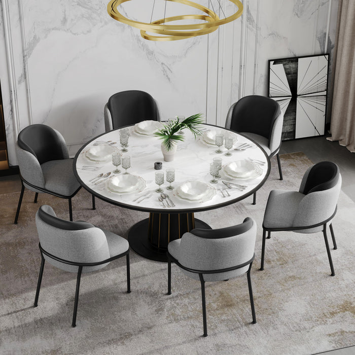 Olivia Ensemble de 6 chaises de salle a manger modernes avec pieds inclines et pieds reglables, noir et gris
