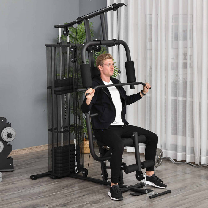 Soozier Station De Musculation Entrainement Complet Gym System Musculation Exercice Workout Station Fitness Force Machine Pour Body Training Noir