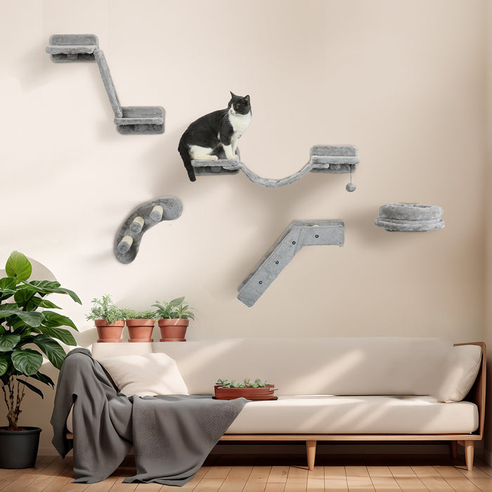 5 Etageres Murales Pour Chat Avec Griffoir Echelle Perchoirs