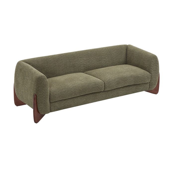 Harold Canape 3 places en bois de 82,75\" avec revetement boucle et sherpa, vert olive