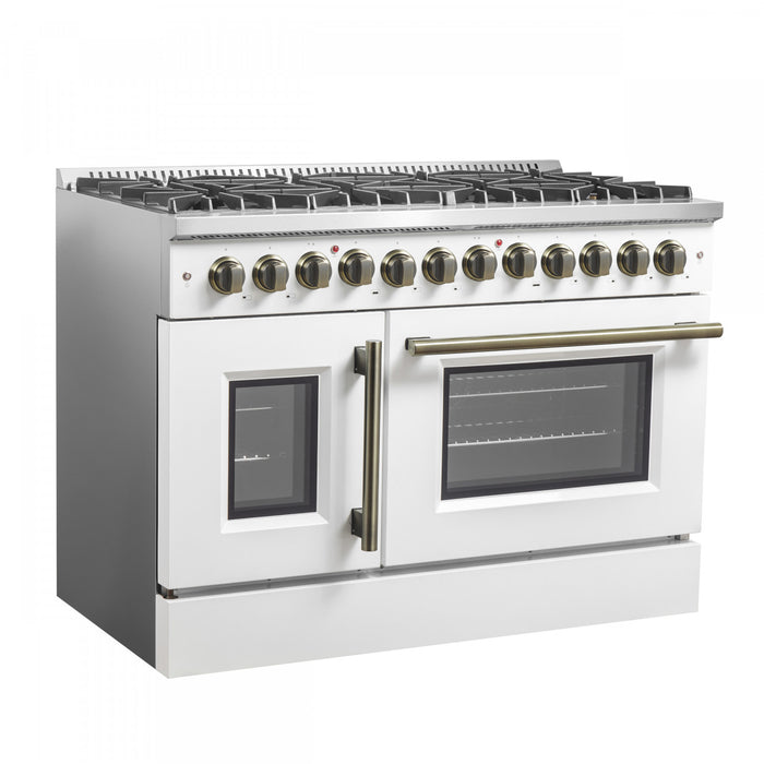Cuisiniere a double combustible Galiano de 48 po, blanche, doubles fours de 6,58 pi³ – FFSGS6356-48WHT