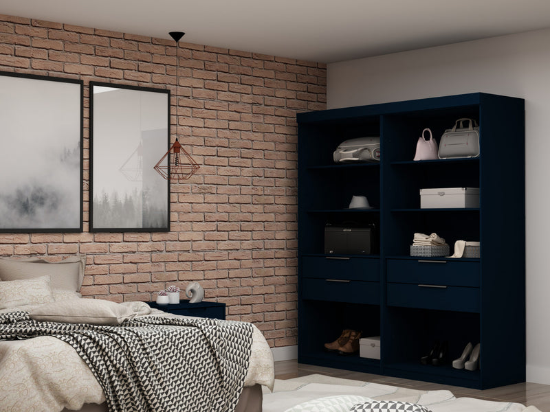 Armoire contemporaine moderne Mulberry 36\" en bleu minuit - Ensemble de 2