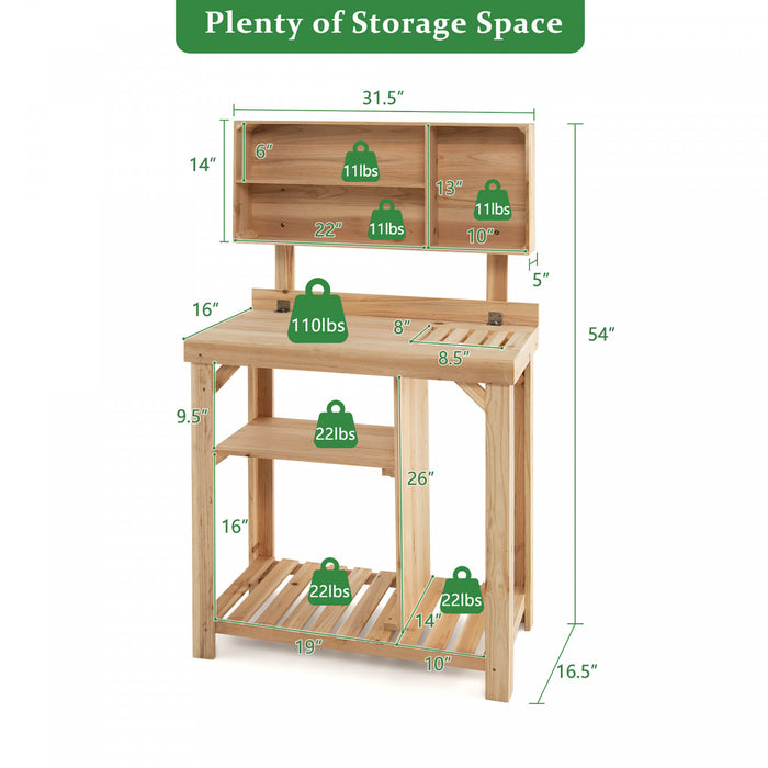 Costway Garden Potting Table Outdoor Potting Bench Station De Travail En Bois W / Etagere De Stockage