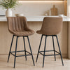 HOMCOM 27" Bar Stools Set of 2, PU Leather Counter Height Barstools, Brown