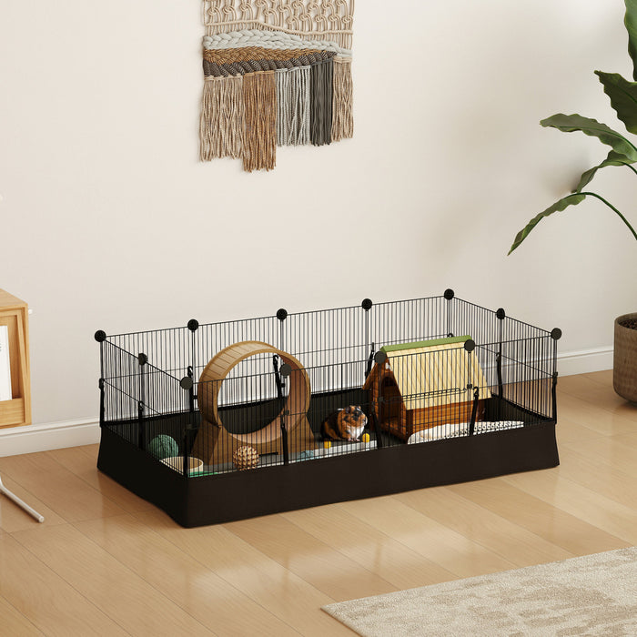 PawHut Cage pour Petits Animaux DIY avec Tapis Impermeable