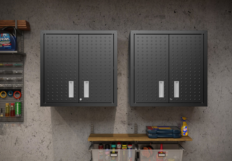 Armoire de garage flottante Fortress Modern 76 cm en gris charbon - Lot de 2