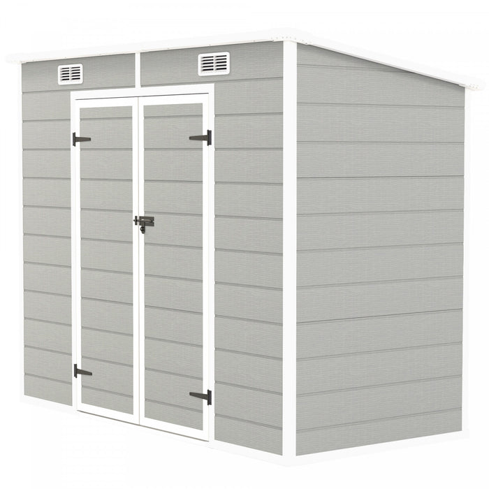 Outsunny Abri De Rangement 8' X 4', Remise En Resine Avec Sol, Gris Clair